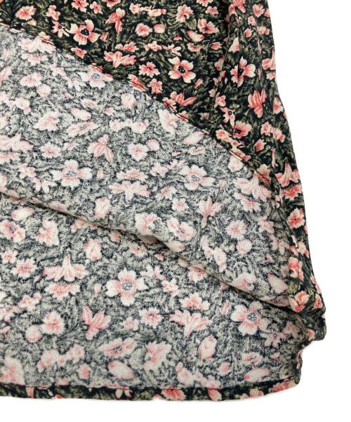 Snidel（スナイデル）Snidel (スナイデル) パフスリーブプリントロングワンピース ピンク×グリーン サイズ:1の古着・服飾アイテム