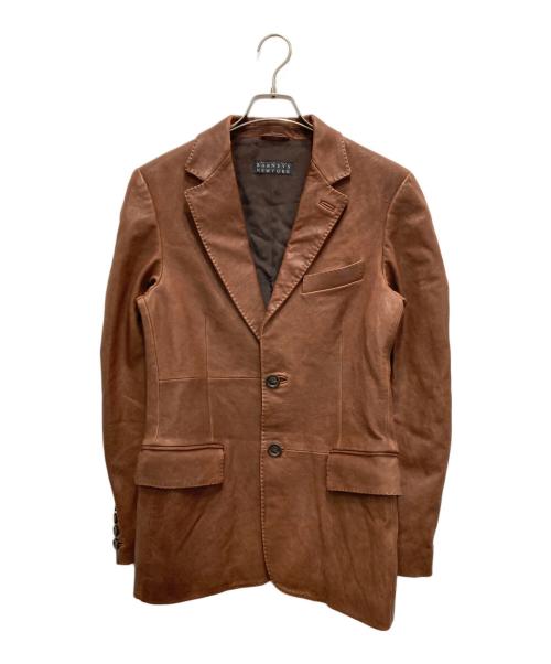 BARNEYS NEWYORK（バーニーズ・ニューヨーク）BARNEYS NEWYORK (バーニーズ・ニューヨーク) レザーテーラードジャケット ブラウン サイズ:44の古着・服飾アイテム