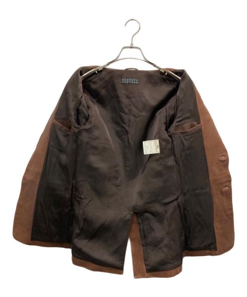 BARNEYS NEWYORK（バーニーズ・ニューヨーク）BARNEYS NEWYORK (バーニーズ・ニューヨーク) レザーテーラードジャケット ブラウン サイズ:44の古着・服飾アイテム