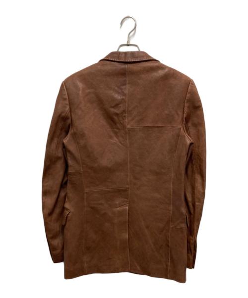 BARNEYS NEWYORK（バーニーズ・ニューヨーク）BARNEYS NEWYORK (バーニーズ・ニューヨーク) レザーテーラードジャケット ブラウン サイズ:44の古着・服飾アイテム