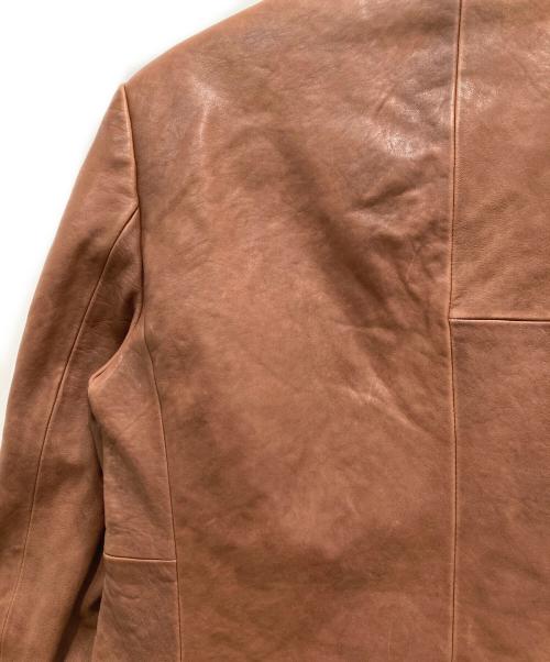 BARNEYS NEWYORK（バーニーズ・ニューヨーク）BARNEYS NEWYORK (バーニーズ・ニューヨーク) レザーテーラードジャケット ブラウン サイズ:44の古着・服飾アイテム