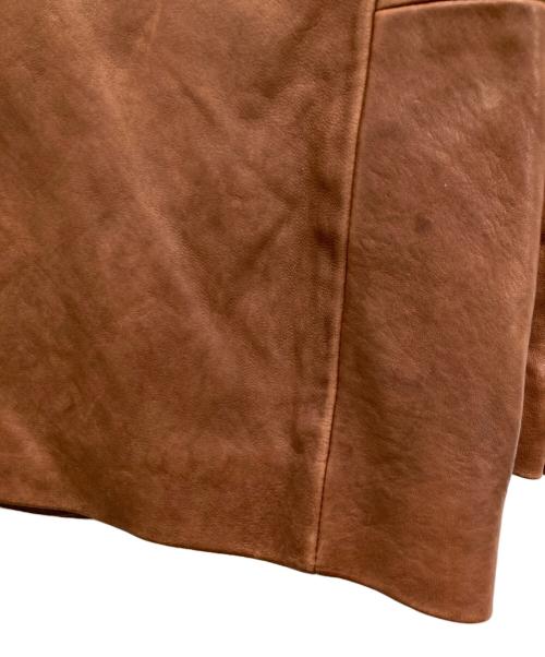 BARNEYS NEWYORK（バーニーズ・ニューヨーク）BARNEYS NEWYORK (バーニーズ・ニューヨーク) レザーテーラードジャケット ブラウン サイズ:44の古着・服飾アイテム