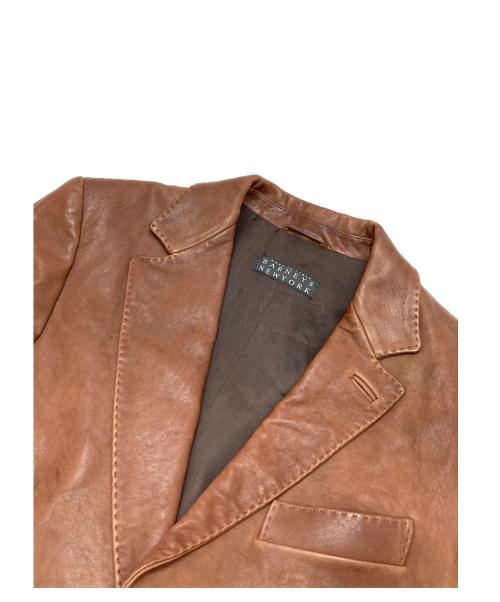 BARNEYS NEWYORK（バーニーズ・ニューヨーク）BARNEYS NEWYORK (バーニーズ・ニューヨーク) レザーテーラードジャケット ブラウン サイズ:44の古着・服飾アイテム