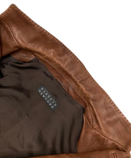 BARNEYS NEWYORK（バーニーズ・ニューヨーク）BARNEYS NEWYORK (バーニーズ・ニューヨーク) レザーテーラードジャケット ブラウン サイズ:44の古着・服飾アイテム