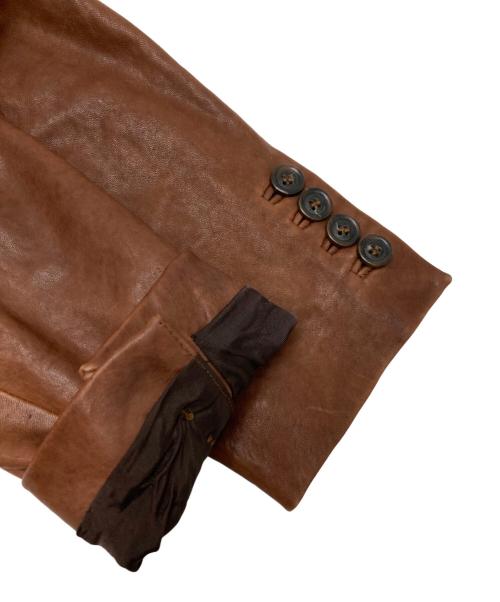 BARNEYS NEWYORK（バーニーズ・ニューヨーク）BARNEYS NEWYORK (バーニーズ・ニューヨーク) レザーテーラードジャケット ブラウン サイズ:44の古着・服飾アイテム