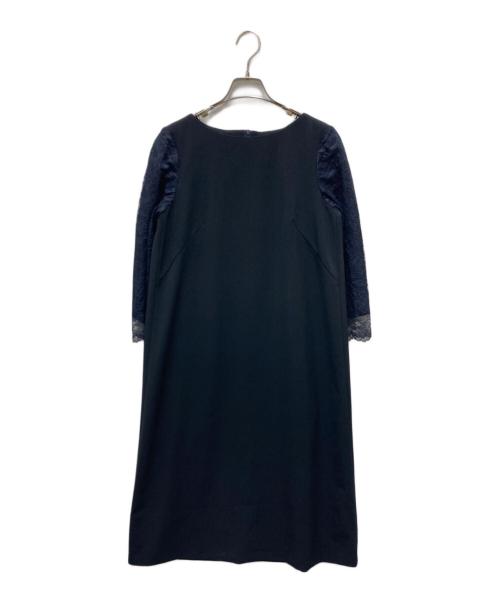 UNTITLED（アンタイトル）UNTITLED (アンタイトル) 袖レース サックワンピース ネイビー サイズ:2の古着・服飾アイテム