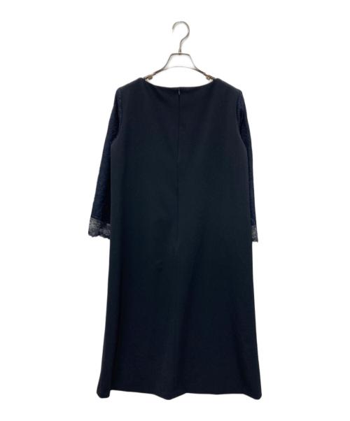 UNTITLED（アンタイトル）UNTITLED (アンタイトル) 袖レース サックワンピース ネイビー サイズ:2の古着・服飾アイテム
