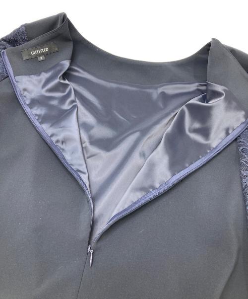 UNTITLED（アンタイトル）UNTITLED (アンタイトル) 袖レース サックワンピース ネイビー サイズ:2の古着・服飾アイテム
