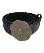 LAUREN RALPH LAURENローレンラルフローレン）の古着「フラワーバックルメッシュベルト」｜ブラック