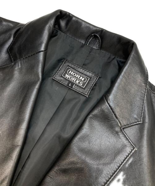 HORN WORKS（ホーンワークス）HORN WORKS (ホーンワークス) レザーテーラードジャケット ブラック サイズ:Lの古着・服飾アイテム