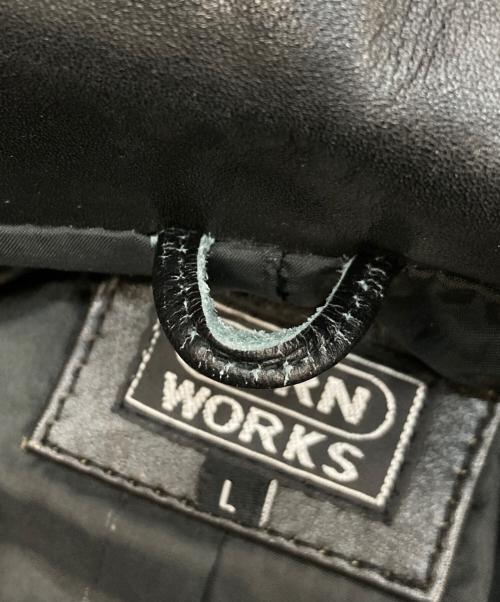 HORN WORKS（ホーンワークス）HORN WORKS (ホーンワークス) レザーテーラードジャケット ブラック サイズ:Lの古着・服飾アイテム
