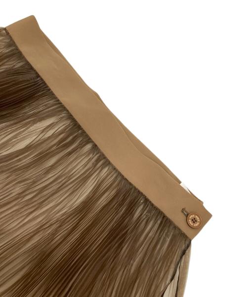 HYKE（ハイク）HYKE (ハイク) オーガンジープリーツスカート ブラウン サイズ:2の古着・服飾アイテム