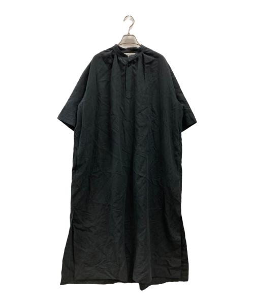 UNION LAUNCH（ユニオンランチ）UNION LAUNCH (ユニオンランチ) バンドカラーリネンワンピース ブラック サイズ:FREEの古着・服飾アイテム