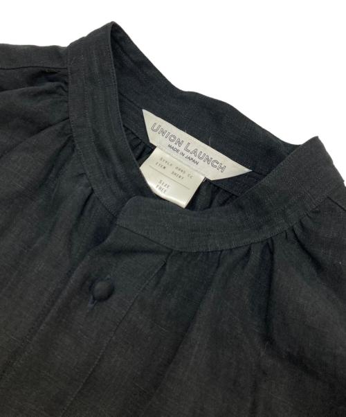 UNION LAUNCH（ユニオンランチ）UNION LAUNCH (ユニオンランチ) バンドカラーリネンワンピース ブラック サイズ:FREEの古着・服飾アイテム