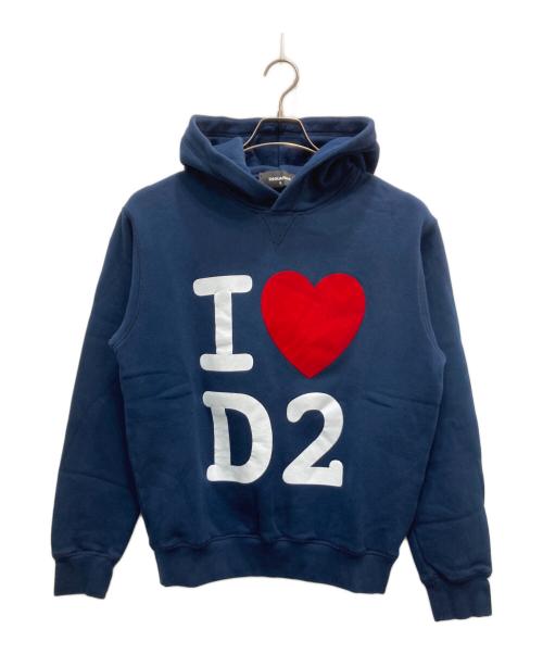 DSQUARED2（ディースクエアード）DSQUARED2 (ディースクエアード) LOVE D2 スウェットパーカー ネイビー サイズ:Sの古着・服飾アイテム