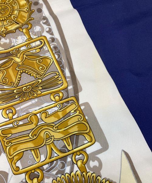 HERMES（エルメス）HERMES (エルメス) カーニバル 大仏 仏像のスカーフ ネイビーの古着・服飾アイテム