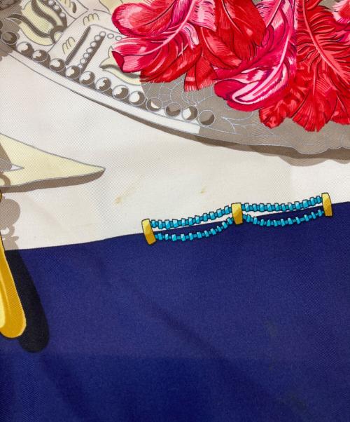 HERMES（エルメス）HERMES (エルメス) カーニバル 大仏 仏像のスカーフ ネイビーの古着・服飾アイテム