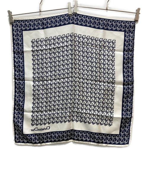 Christian Dior（クリスチャン ディオール）Christian Dior (クリスチャン ディオール) ロゴシルクスカーフ ホワイトの古着・服飾アイテム