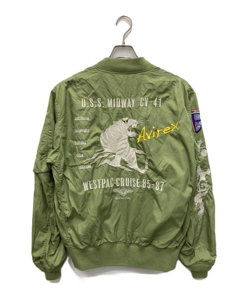 AVIREX（アヴィレックス）AVIREX (アヴィレックス) 刺繍デザインMA-1ジャケット グリーン サイズ:XLの古着・服飾アイテム