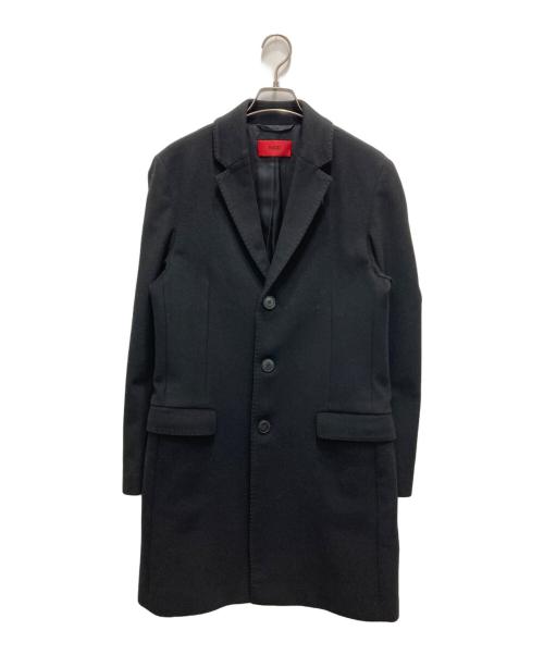 HUGO HUGO BOSS（ヒューゴ ヒューゴボス）HUGO HUGO BOSS (ヒューゴ ヒューゴボス) ウールカシミヤチェスターコート ブラック サイズ:44の古着・服飾アイテム