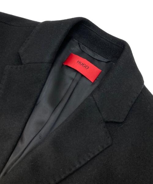 HUGO HUGO BOSS（ヒューゴ ヒューゴボス）HUGO HUGO BOSS (ヒューゴ ヒューゴボス) ウールカシミヤチェスターコート ブラック サイズ:44の古着・服飾アイテム