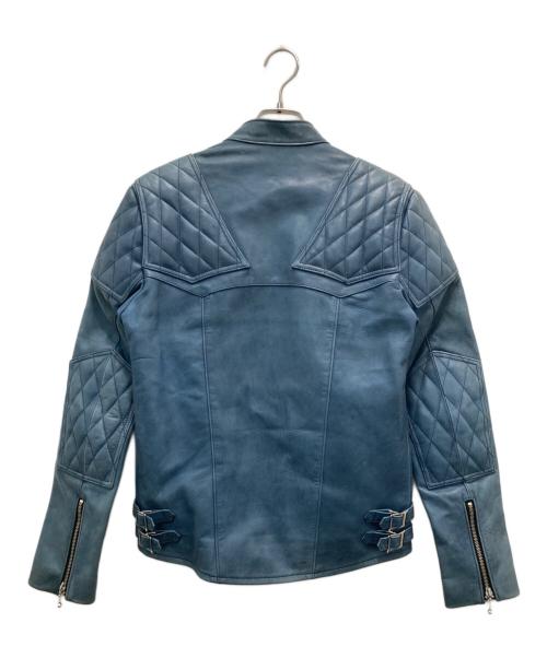 JOHN LAWRENCE SULLIVAN（ジョン ローレンス サリバン）JOHN LAWRENCE SULLIVAN (ジョン ローレンス サリバン) ホースレザーライダースジャケット ネイビー サイズ:40の古着・服飾アイテム
