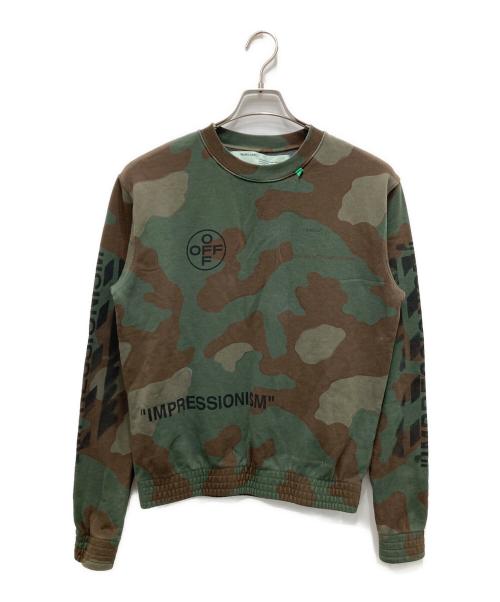 OFFWHITE（オフホワイト）OFFWHITE (オフホワイト) 迷彩ロゴスウェット オリーブ サイズ:Sの古着・服飾アイテム