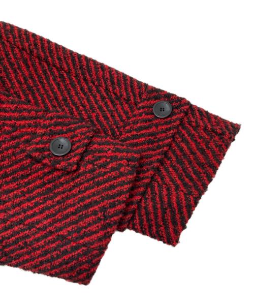 Mila Owen（ミラオーウェン）Mila Owen (ミラオーウェン) ミックスカラーミディステンカラーコート レッド サイズ:1の古着・服飾アイテム