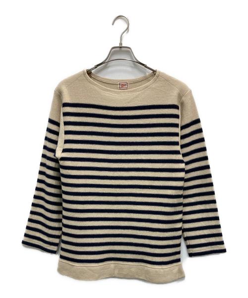 45rpm（45アールピーエム）45rpm (45アールピーエム) ボーダーニット ネイビー×ベージュ サイズ:2の古着・服飾アイテム