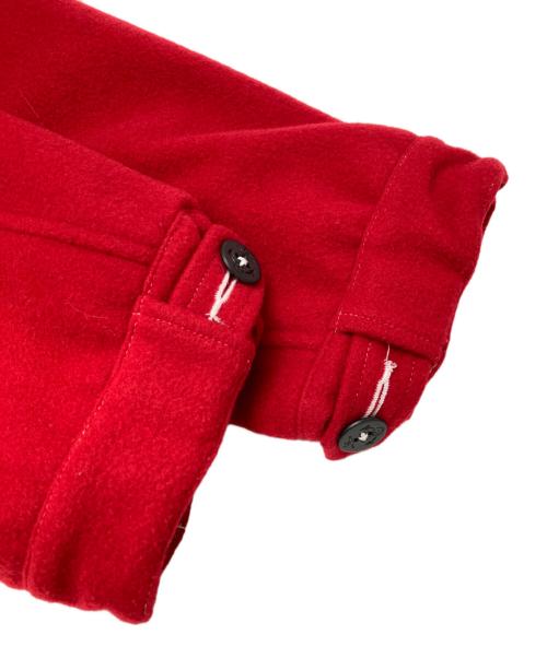 GANRYU（ガンリュウ）GANRYU (ガンリュウ) ベロア切替 ドローストリング シングル モッズ オーバー コート レッド サイズ:Mの古着・服飾アイテム