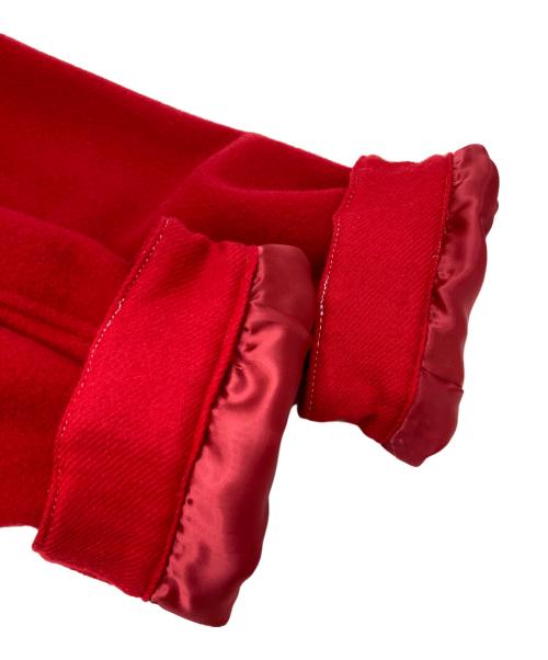 GANRYU（ガンリュウ）GANRYU (ガンリュウ) ベロア切替 ドローストリング シングル モッズ オーバー コート レッド サイズ:Mの古着・服飾アイテム