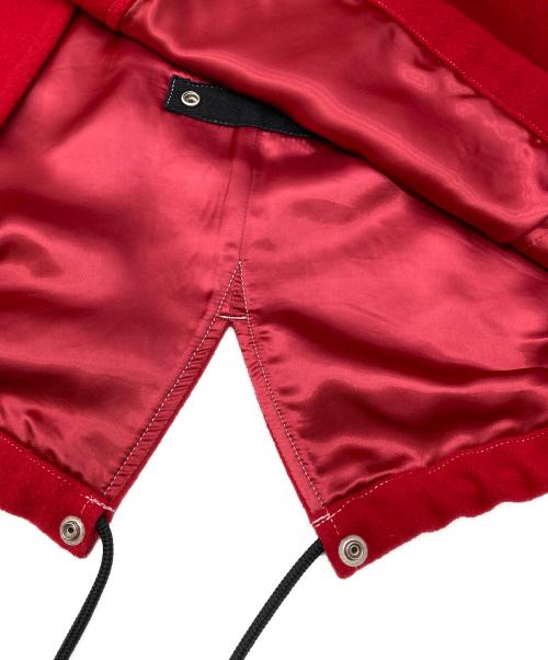 GANRYU（ガンリュウ）GANRYU (ガンリュウ) ベロア切替 ドローストリング シングル モッズ オーバー コート レッド サイズ:Mの古着・服飾アイテム