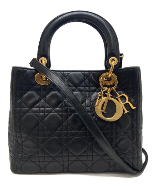 Christian Dior（クリスチャン ディオール）Christian Dior (クリスチャン ディオール) カナージュ2WAYハンドバッグ ブラックの古着・服飾アイテム