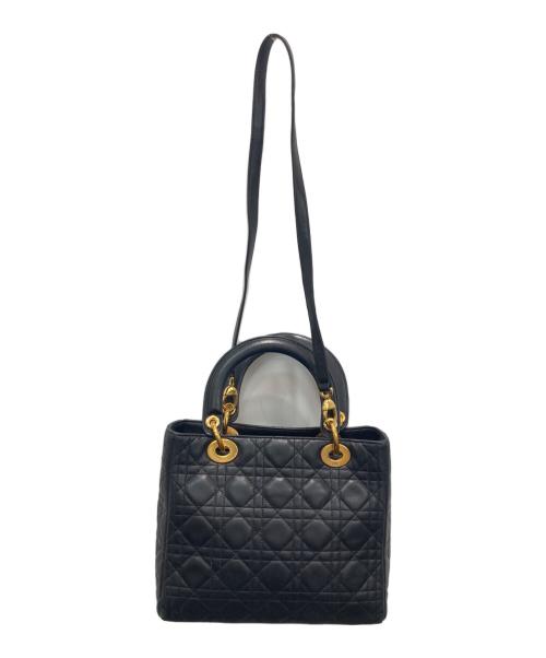 Christian Dior（クリスチャン ディオール）Christian Dior (クリスチャン ディオール) カナージュ2WAYハンドバッグ ブラックの古着・服飾アイテム