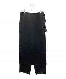ETRE TOKYO（エトレトウキョウ）の古着「ラップスカートストレートパンツ」｜ブラック