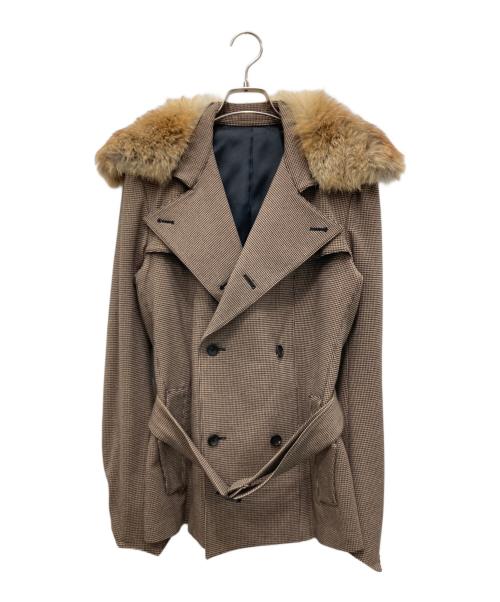 kiryuyrik（キリュウキリュウ）kiryuyrik (キリュウキリュウ) 12AW Fur Collar Short Trench Coat ブラウン サイズ:Sの古着・服飾アイテム