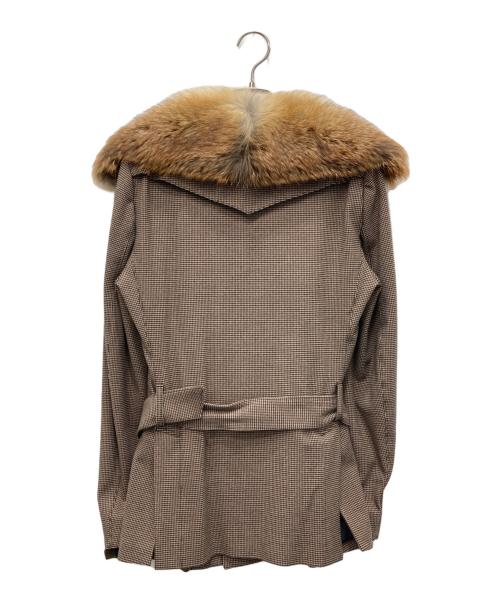 kiryuyrik（キリュウキリュウ）kiryuyrik (キリュウキリュウ) 12AW Fur Collar Short Trench Coat ブラウン サイズ:Sの古着・服飾アイテム