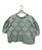 mina perhonenミナ ペルホネン）の古着「刺繍ブラウス」｜ブルー