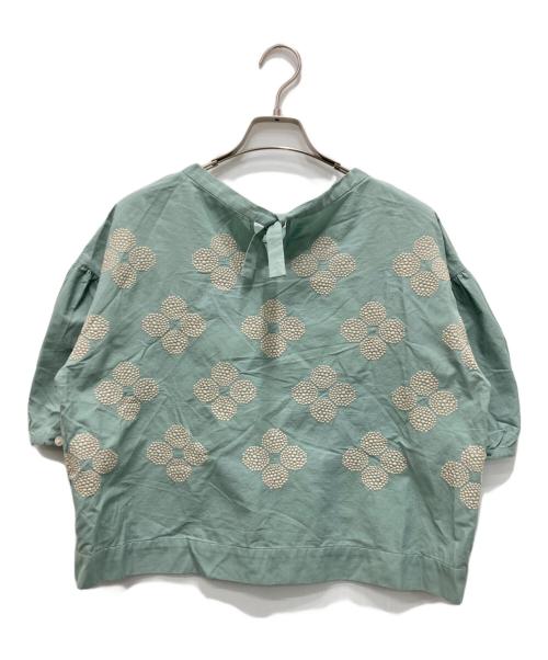 mina perhonen（ミナ ペルホネン）mina perhonen (ミナ ペルホネン) 刺繍ブラウス ブルー サイズ:36の古着・服飾アイテム