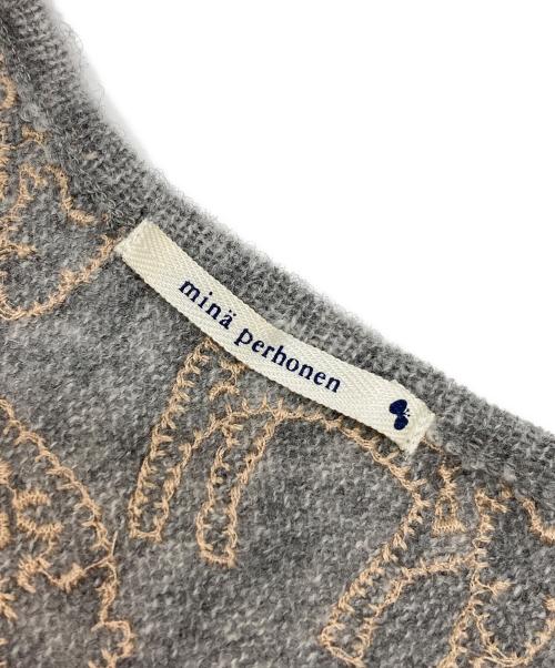 mina perhonen（ミナ ペルホネン）mina perhonen (ミナ ペルホネン) 刺繍ワンピース グレー サイズ:36の古着・服飾アイテム