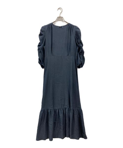 Demi-Luxe Beams（デミルクス ビームス）Demi-Luxe Beams (デミルクス ビームス) ギャザークルーネックワンピース ネイビー サイズ:38の古着・服飾アイテム