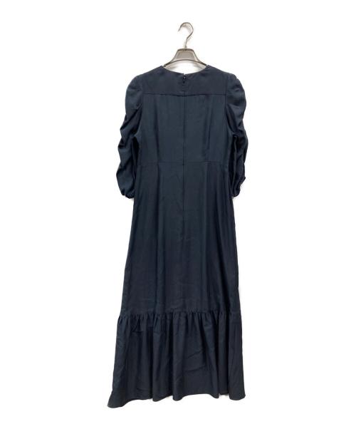 Demi-Luxe Beams（デミルクス ビームス）Demi-Luxe Beams (デミルクス ビームス) ギャザークルーネックワンピース ネイビー サイズ:38の古着・服飾アイテム