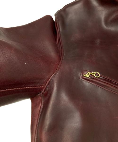 Schott（ショット）Schott (ショット) ホーウィンクロムエクセルレザーシングルライダースジャケット ワインレッド サイズ:40の古着・服飾アイテム