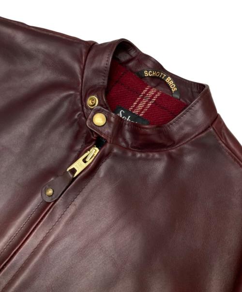 Schott（ショット）Schott (ショット) ホーウィンクロムエクセルレザーシングルライダースジャケット ワインレッド サイズ:40の古着・服飾アイテム
