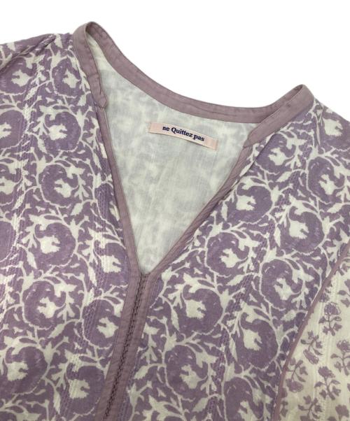 ne quittez pas（ヌキテパ）ne quittez pas (ヌキテパ) ロータスコンビプリントパネルドレス パープル サイズ:Mの古着・服飾アイテム