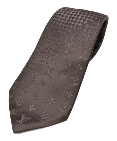 LOUIS VUITTON（ルイ ヴィトン）LOUIS VUITTON (ルイ ヴィトン) ストライプモノグラム柄ネクタイ ブラウン サイズ:-の古着・服飾アイテム