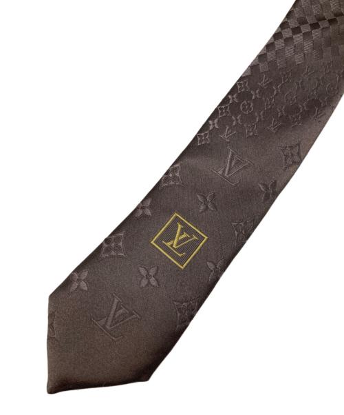 LOUIS VUITTON（ルイ ヴィトン）LOUIS VUITTON (ルイ ヴィトン) ストライプモノグラム柄ネクタイ ブラウン サイズ:-の古着・服飾アイテム