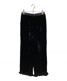ne quittez pas（ヌキテパ）の古着「Velvet Glitter Print Frill Pants」｜ブラック