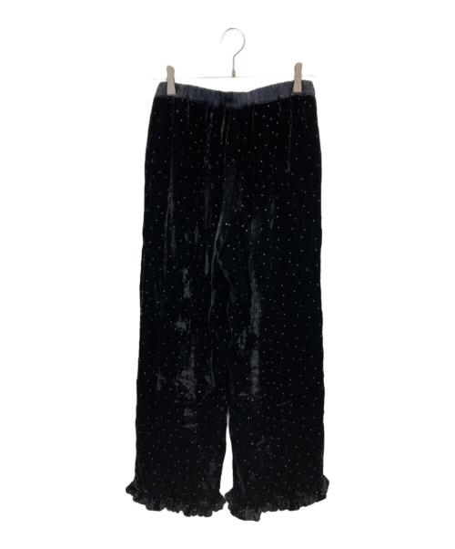 ne quittez pas（ヌキテパ）ne quittez pas (ヌキテパ) Velvet Glitter Print Frill Pants ブラック サイズ:Mの古着・服飾アイテム