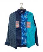 YSTRDY'S TMRRWイエスタデイズトゥモロウ）の古着「SILK ROAD FABRIC MIX PANEL SHIRT」｜ネイビー